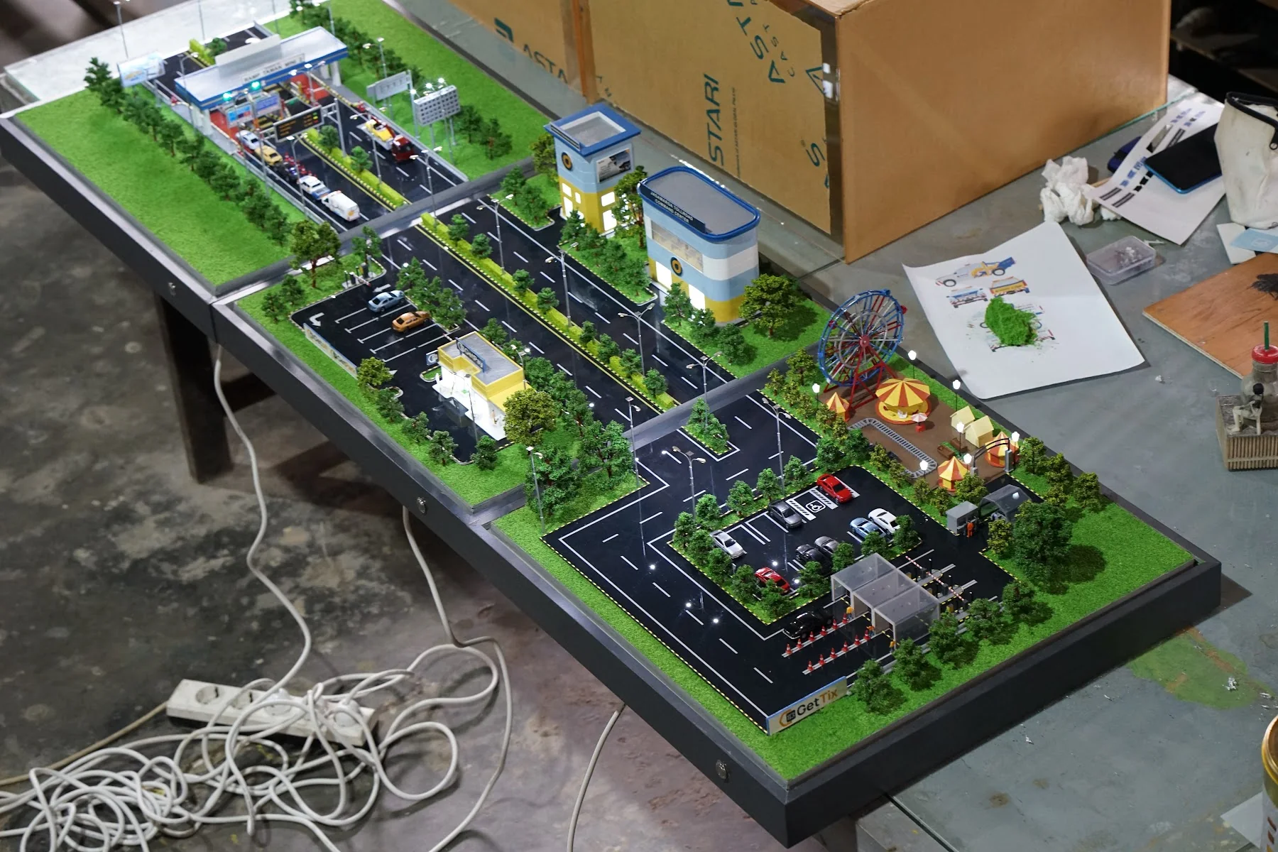 Jasa Marga toll road and command center diorama overview.