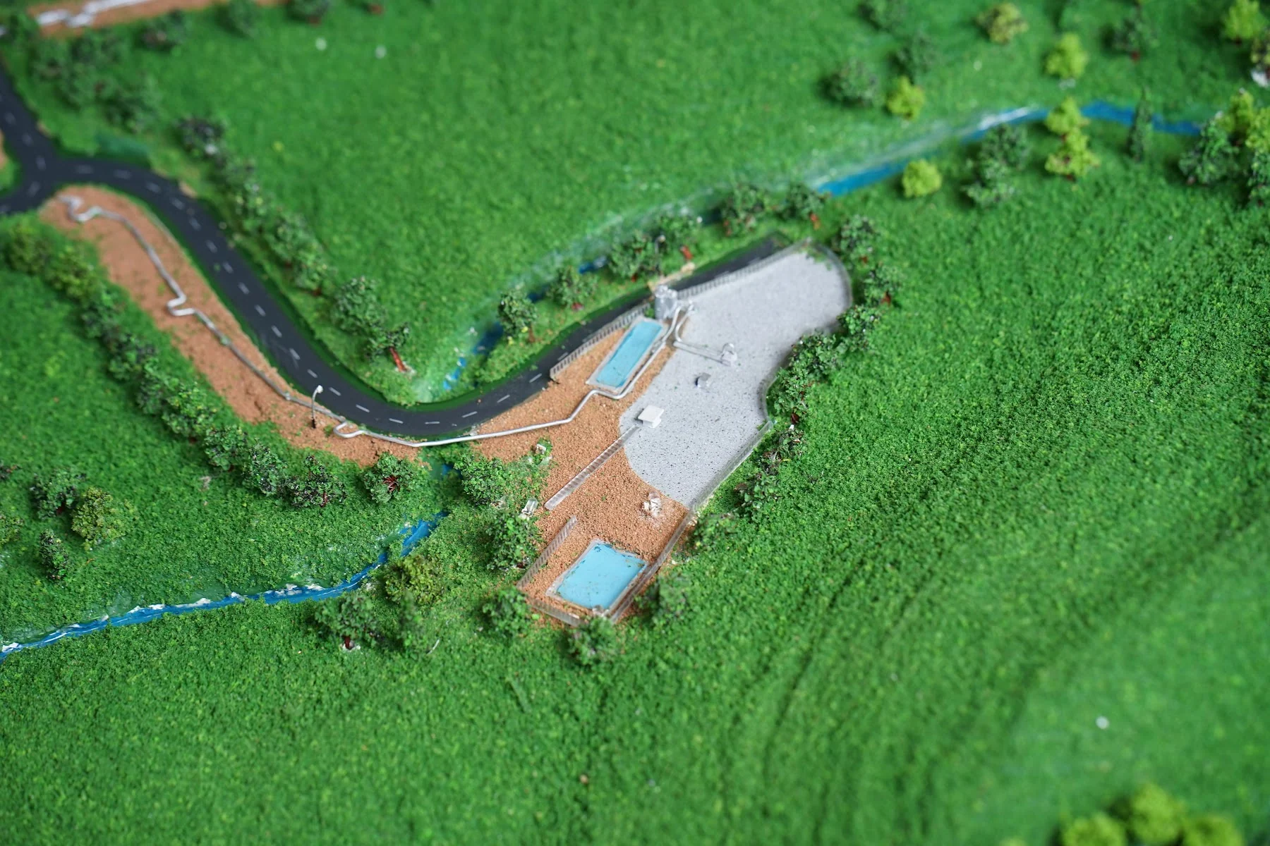 River and terrain detail in Power Plant Muara Laboh diorama.